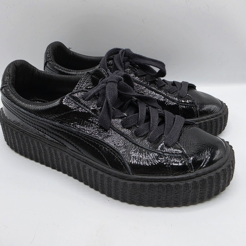 Puma x Fenty Rihanna Creeper Black Patent Leather Platform Sneakers Womens 8